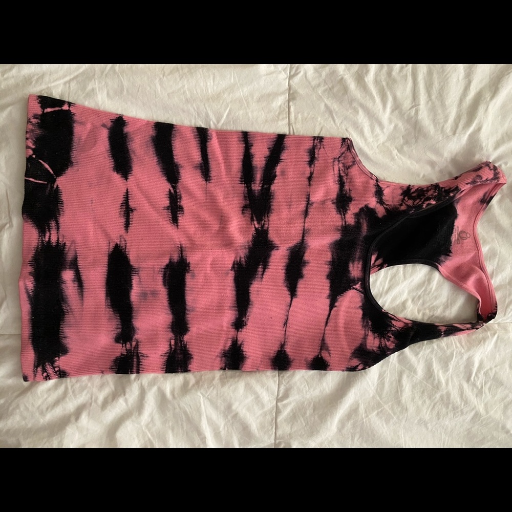 Phat Buddha pink and black tie dye tank top